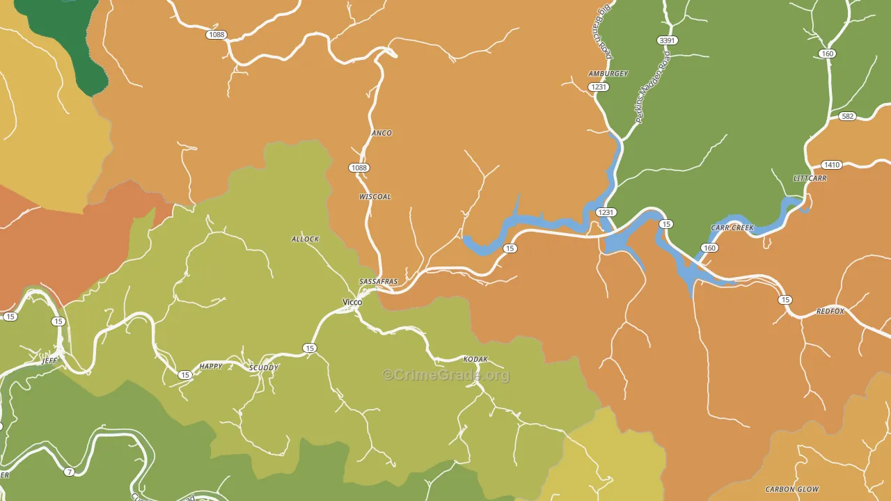 Vicco, KY Map of Murder Rates