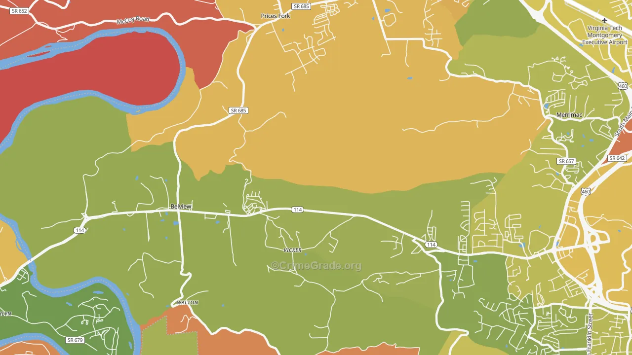 Vicker, VA Map of Murder Rates