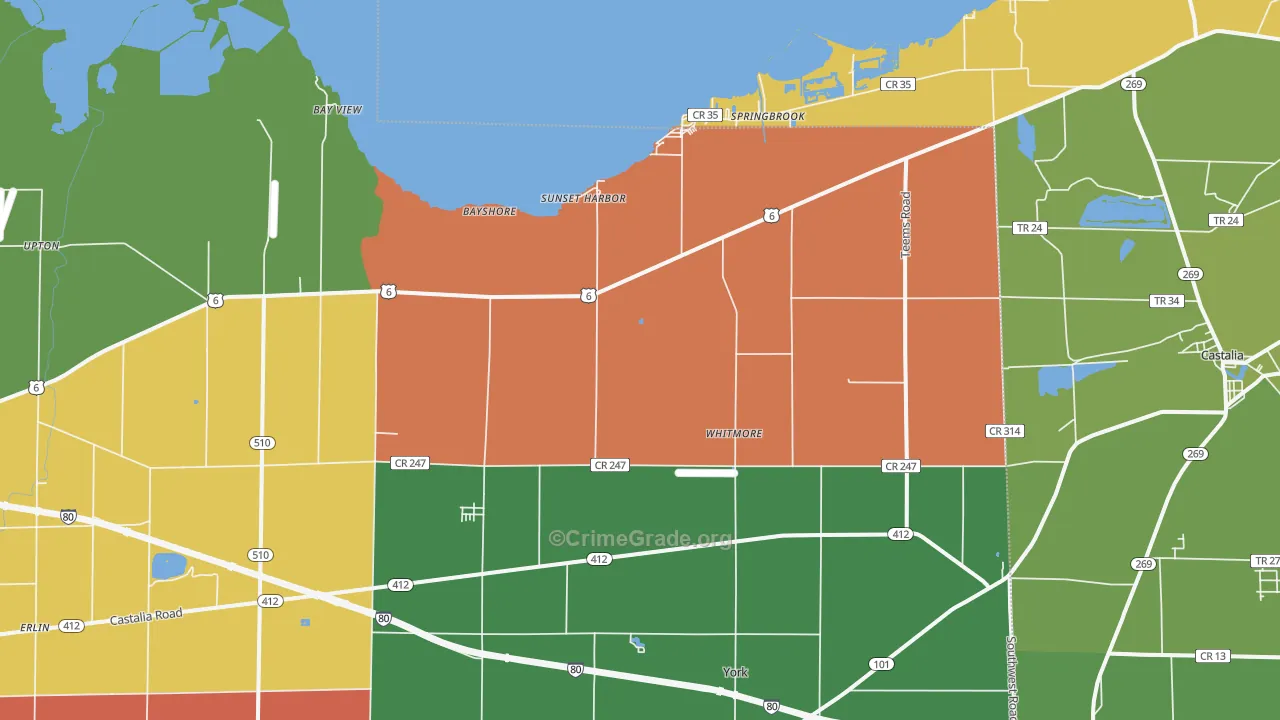 Vickery, OH Map of Murder Rates