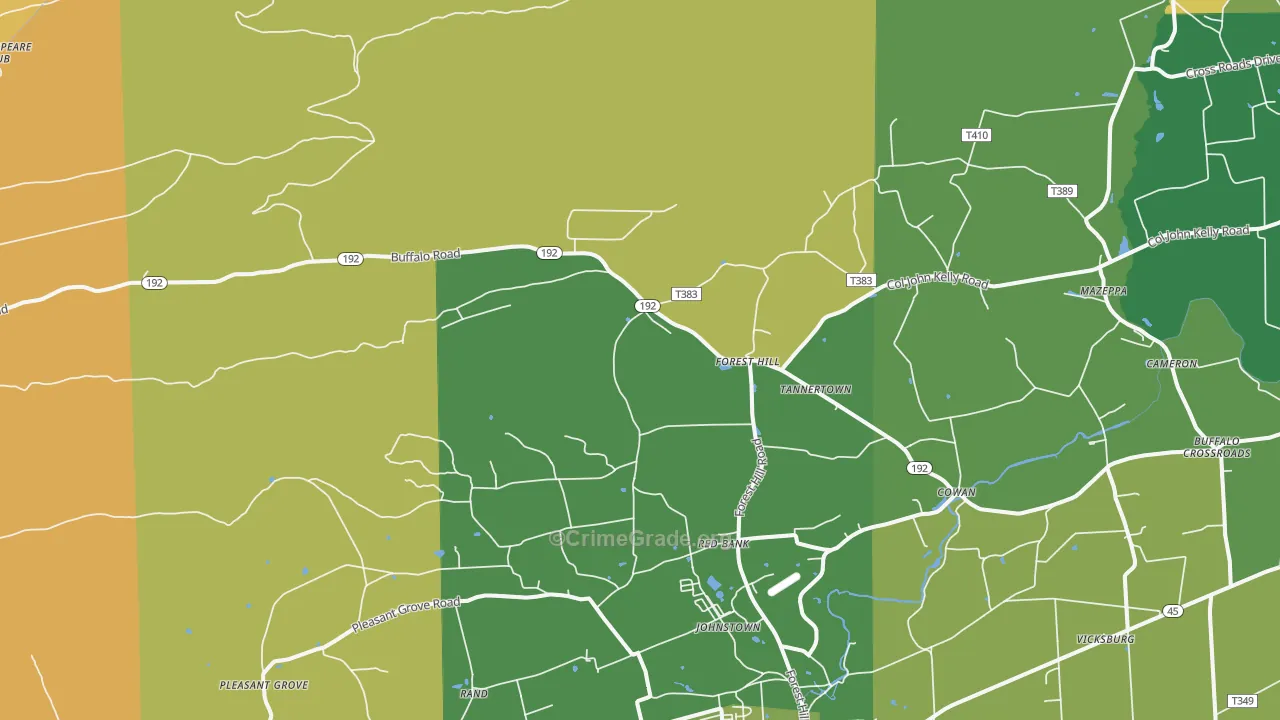 Vicksburg, PA Map of Murder Rates