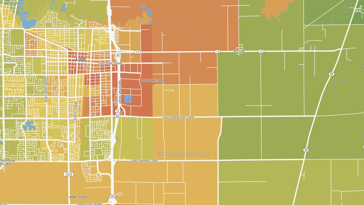 Victor, CA Map of Murder Rates