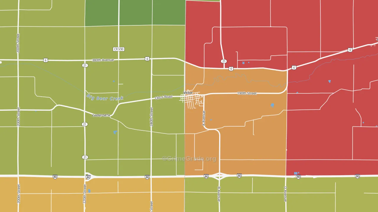 Victor, IA Map of Murder Rates