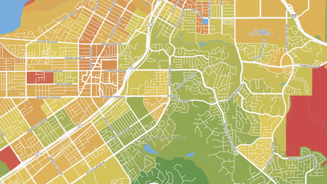 Victoria, Riverside, CA Map of Murder Rates