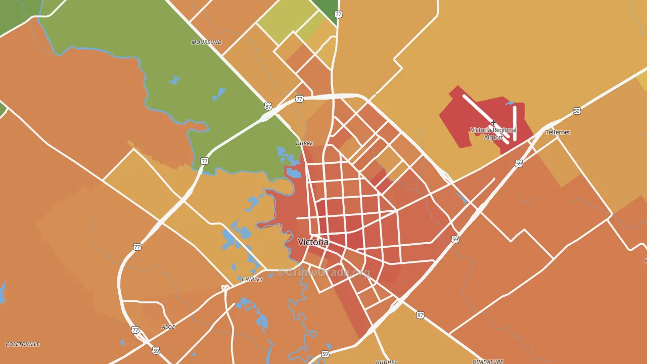 Victoria, TX Map of Murder Rates