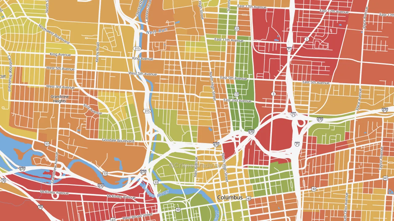 Victorian Village, Columbus, OH Map of Murder Rates