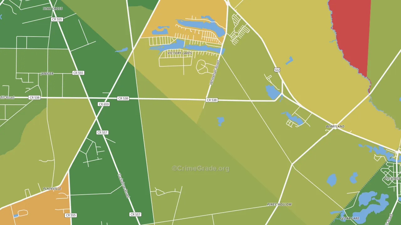 Victory Lakes, NJ Map of Murder Rates