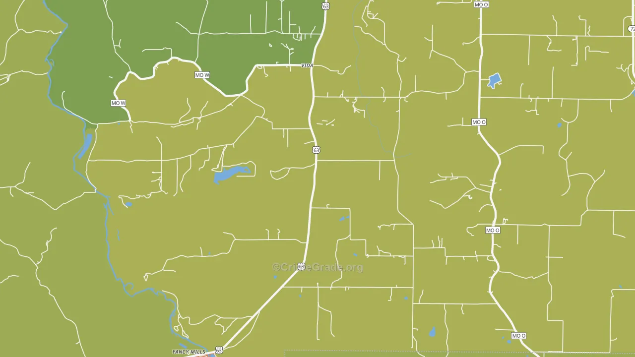 Vida, MO Map of Murder Rates