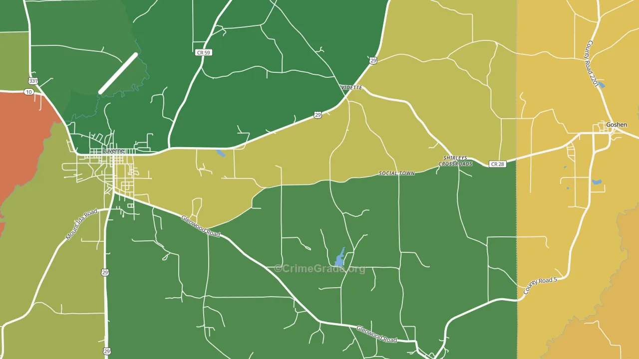 Vidette, AL Map of Murder Rates