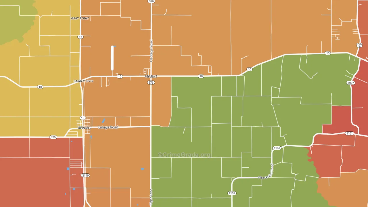 Vidrine, LA Map of Murder Rates