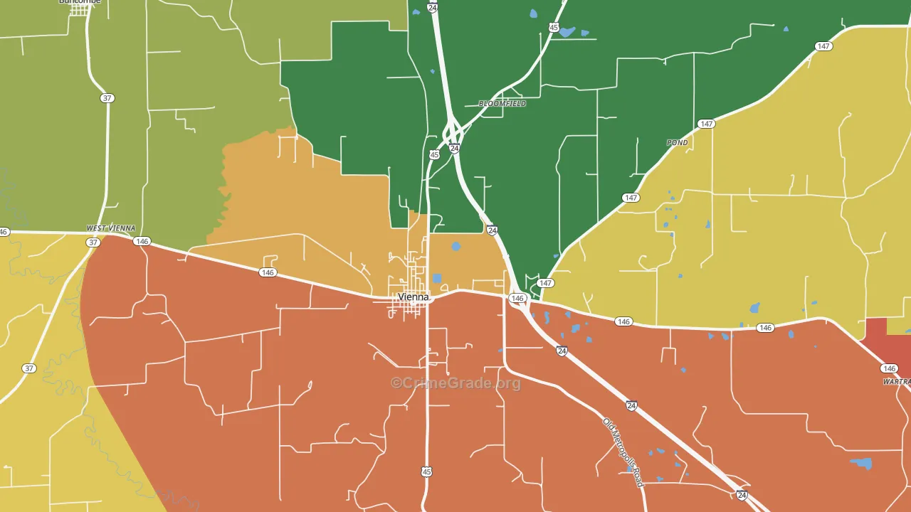 Vienna, IL Map of Murder Rates