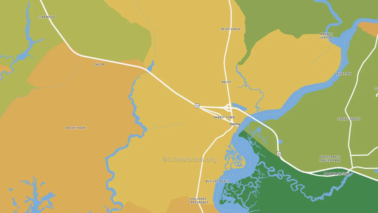 Vienna, MD Map of Murder Rates