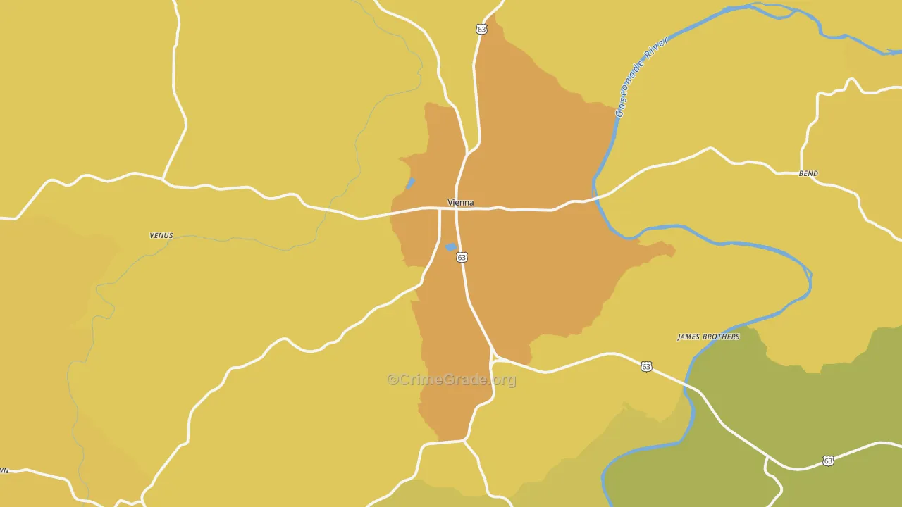 Vienna, MO Map of Murder Rates