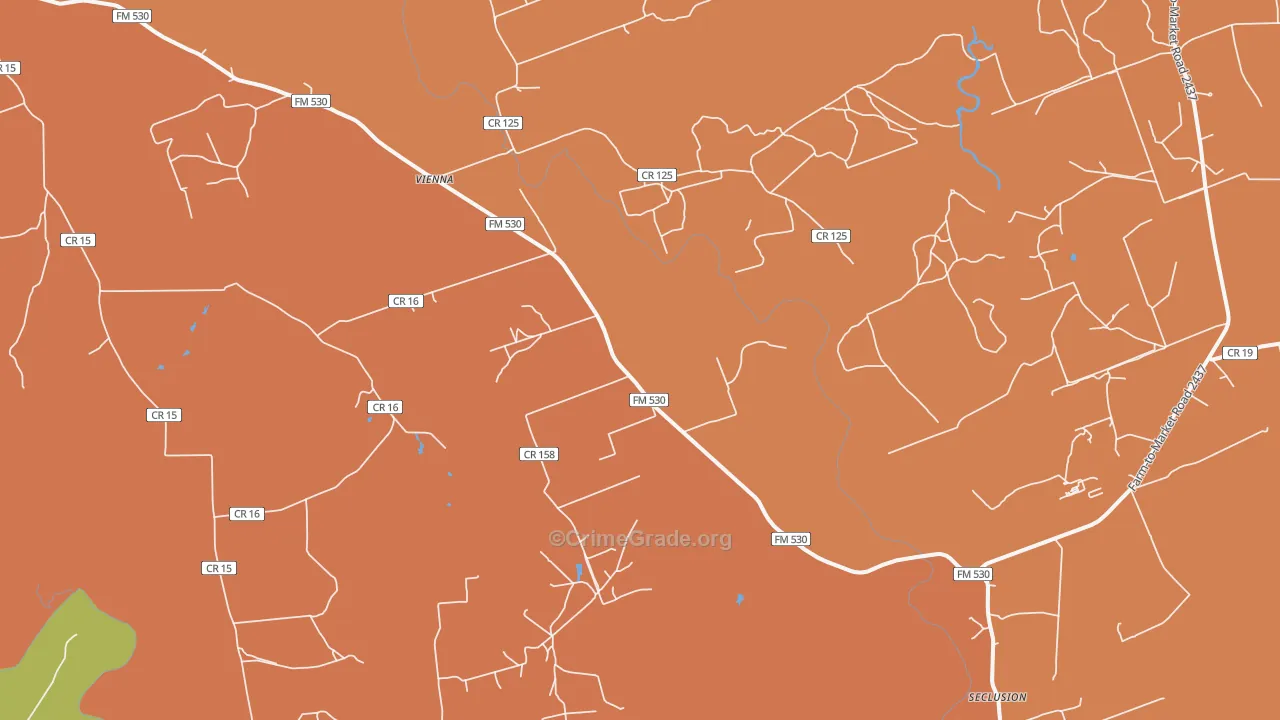 Vienna, TX Map of Murder Rates