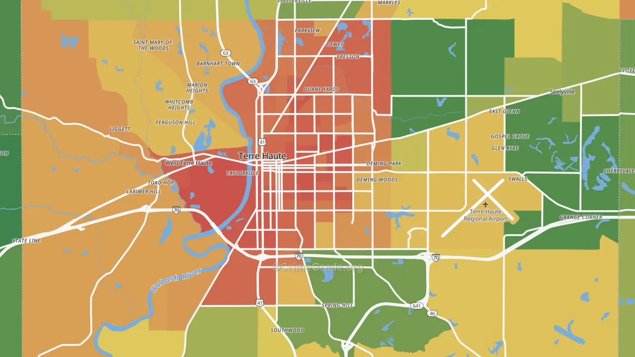 Vigo County, IN Map of Murder Rates