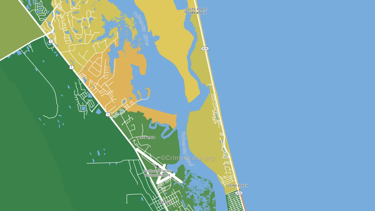Vilano Beach, FL Map of Murder Rates