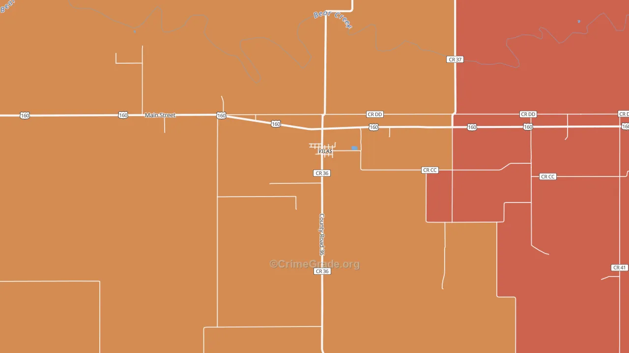 Vilas, CO Map of Murder Rates