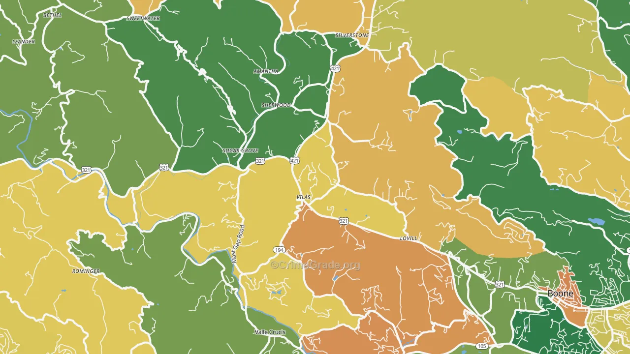 Vilas, NC Map of Murder Rates