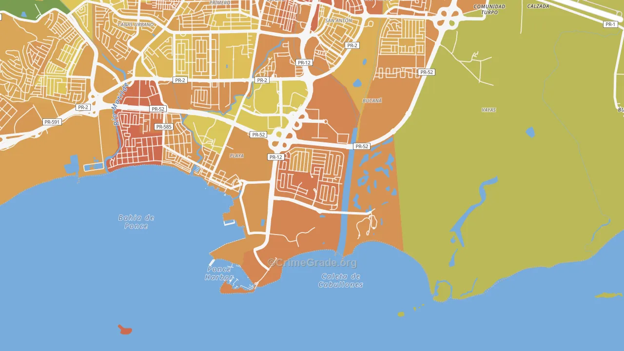 Villa del Carmen, Ponce, PR Map of Murder Rates
