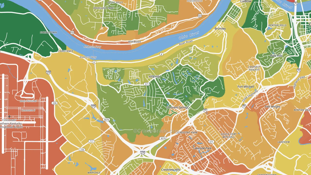 Villa Hills, KY Map of Murder Rates