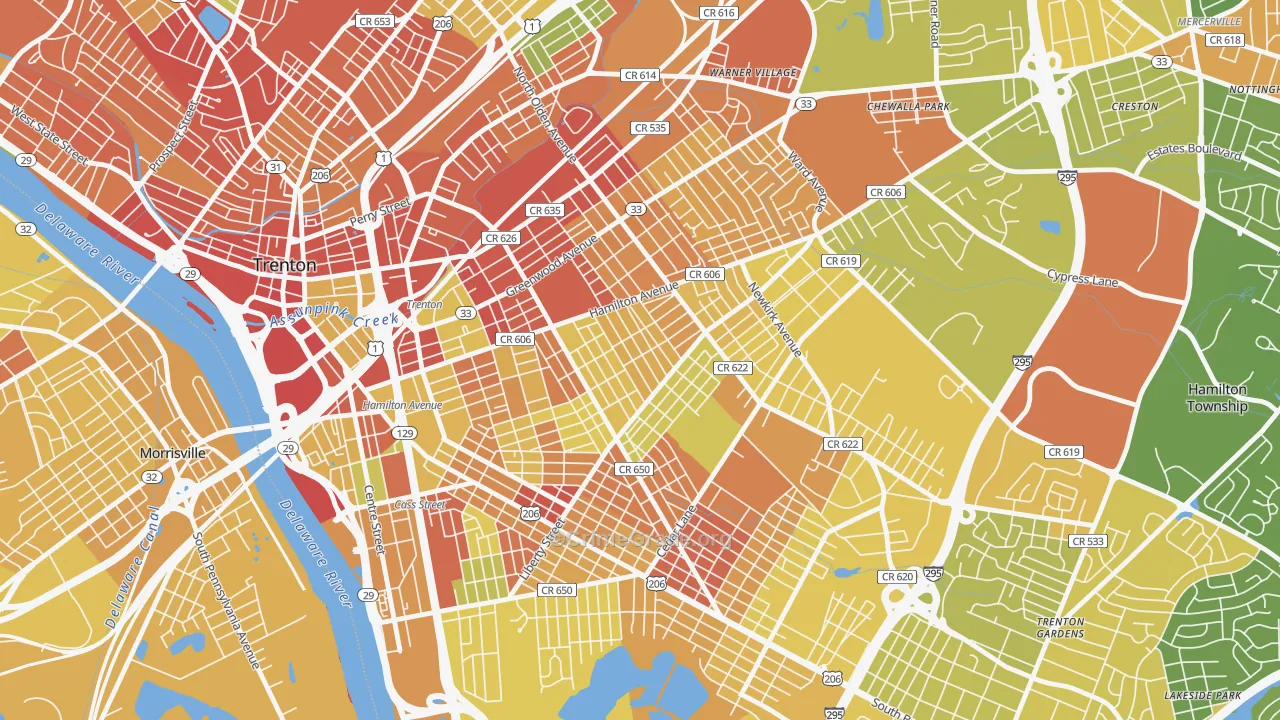 Villa Park, Trenton, NJ Map of Murder Rates