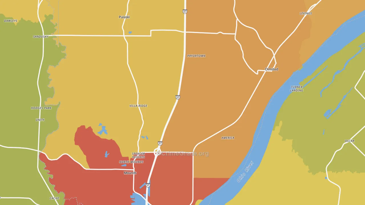 Villa Ridge, IL Map of Murder Rates