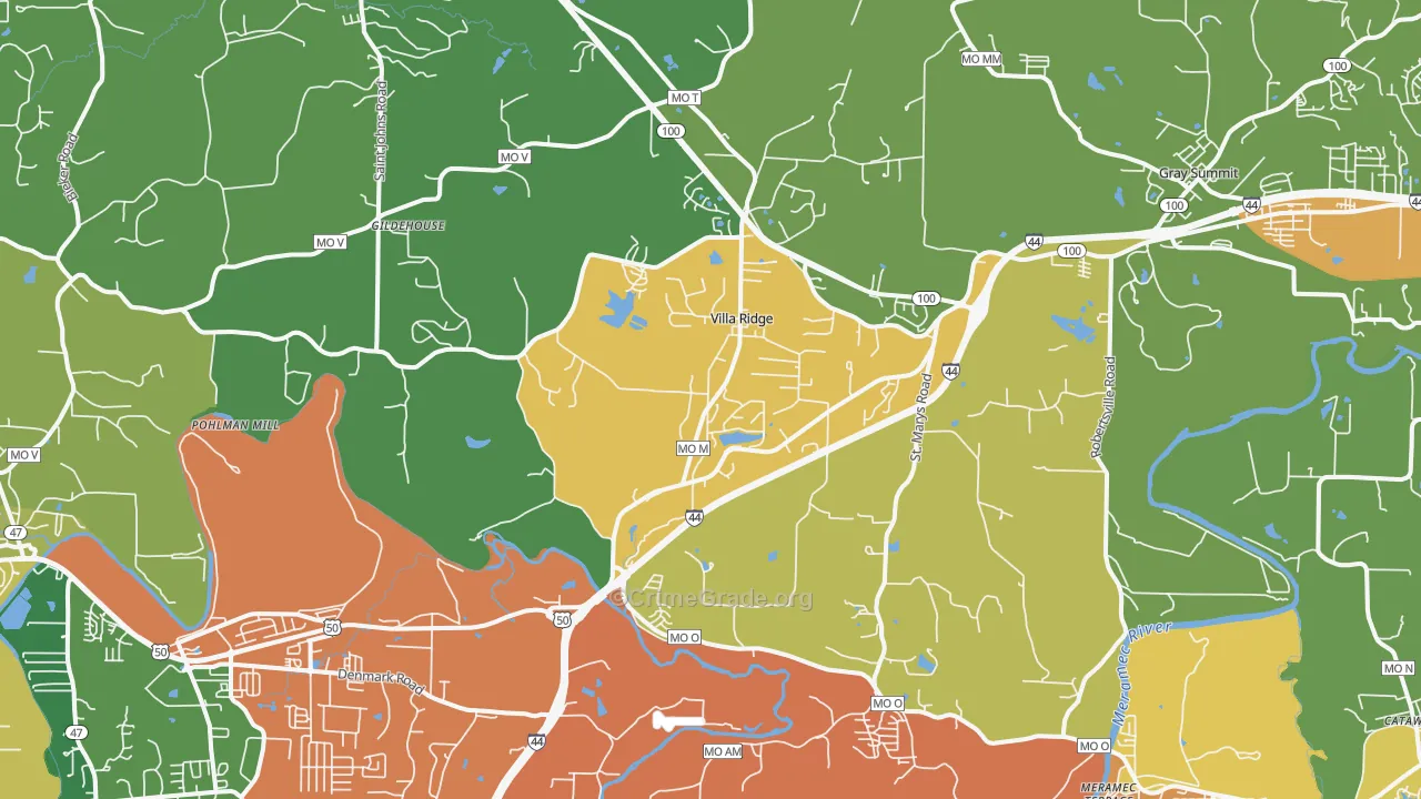 Villa Ridge, MO Map of Murder Rates