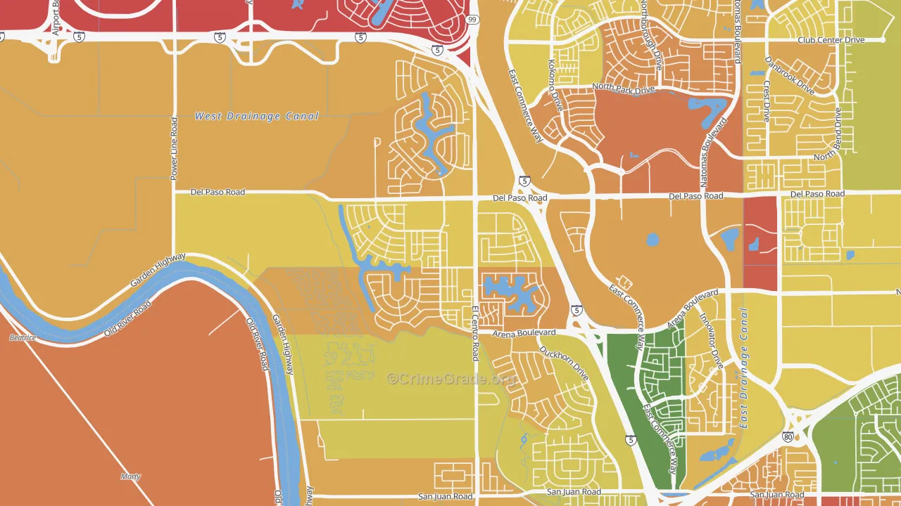 Village 2, Sacramento, CA Map of Murder Rates