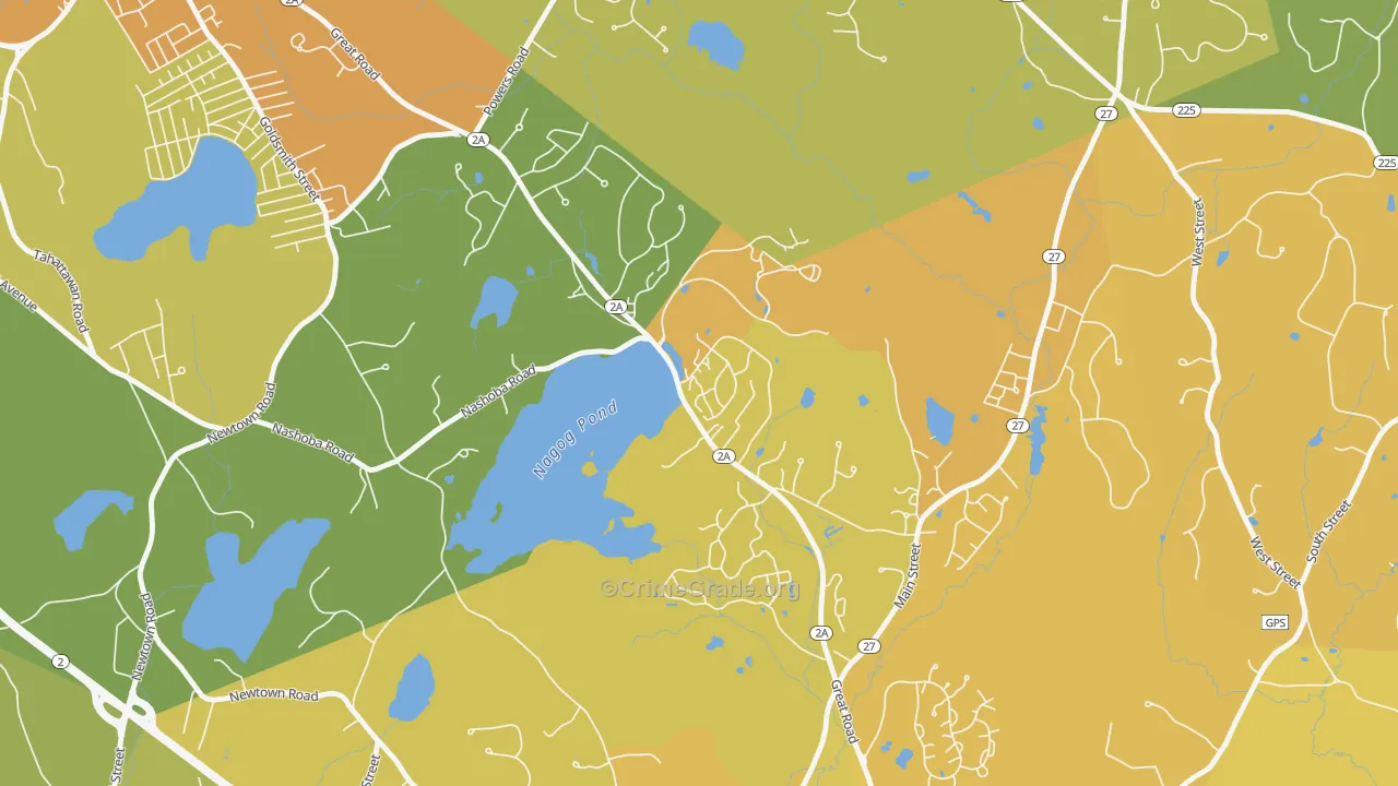 Village Of Nagog Woods, MA Map of Murder Rates