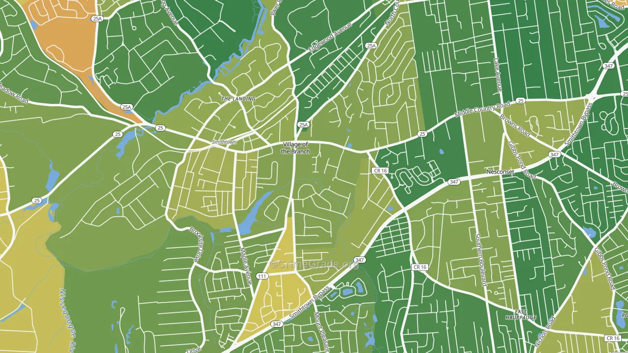 Village of the Branch, NY Map of Murder Rates