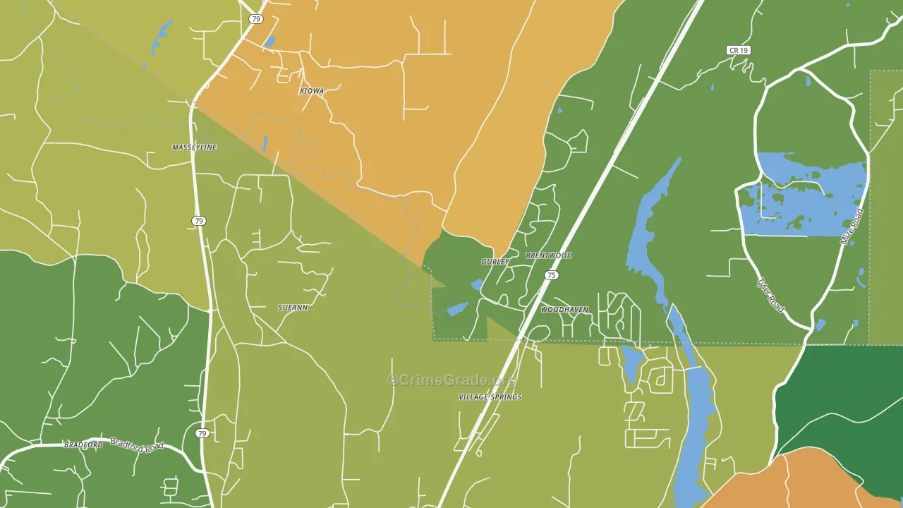Village Springs, AL Map of Murder Rates