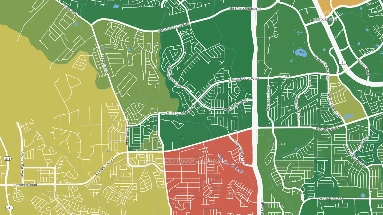 Villages of Westcreek, San Antonio, TX Map of Murder Rates