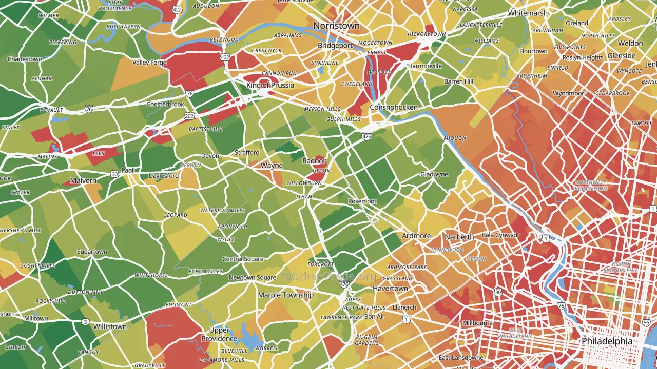 Villanova, PA Map of Murder Rates