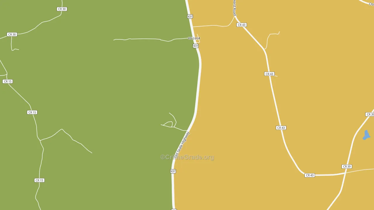 Villula, AL Map of Murder Rates