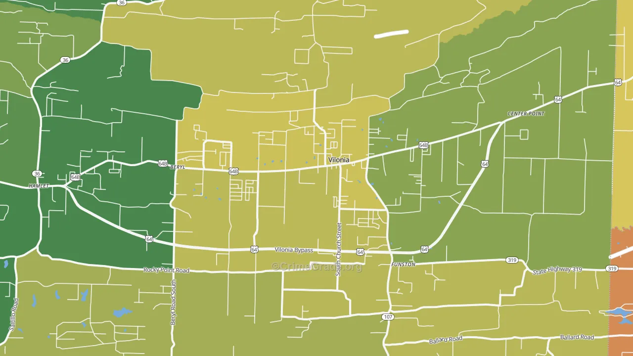 Vilonia, AR Map of Murder Rates