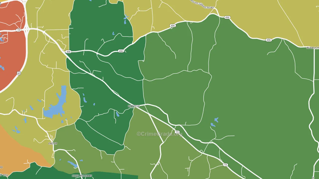 Vimville, MS Map of Murder Rates