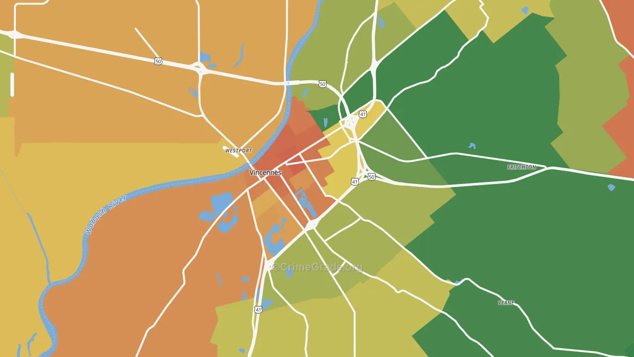 Vincennes, IN Map of Murder Rates