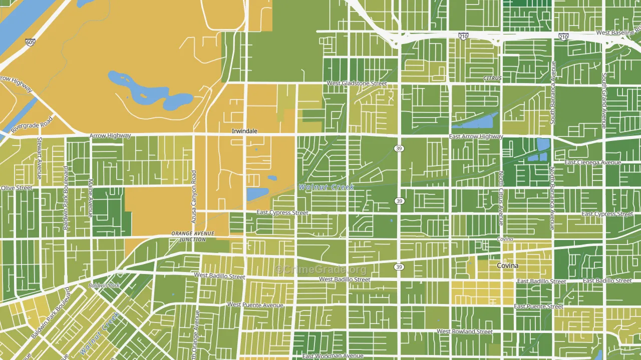 Vincent, CA Map of Murder Rates