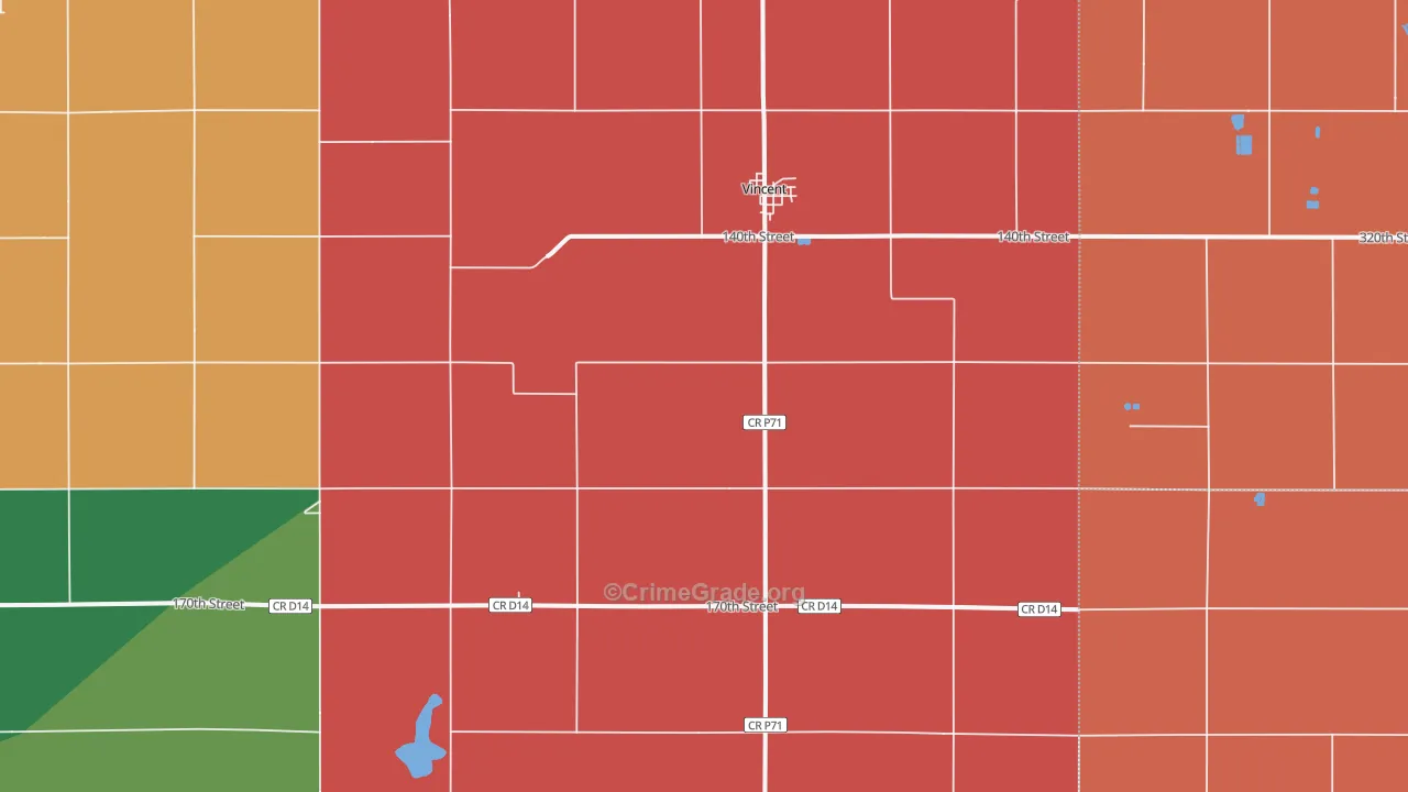 Vincent, IA Map of Murder Rates