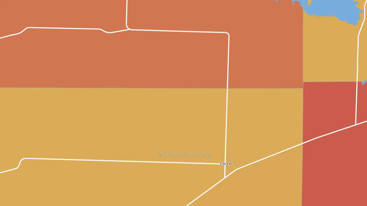 Vincent, TX Map of Murder Rates