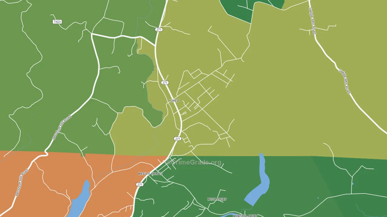 Vinco, PA Map of Murder Rates