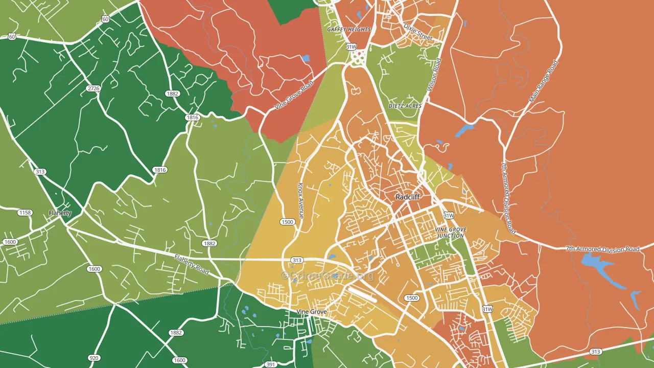 Vine Grove Junction, KY Map of Murder Rates