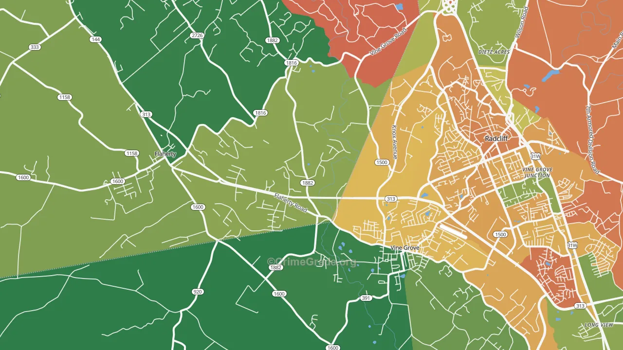 Vine Grove, KY Map of Murder Rates