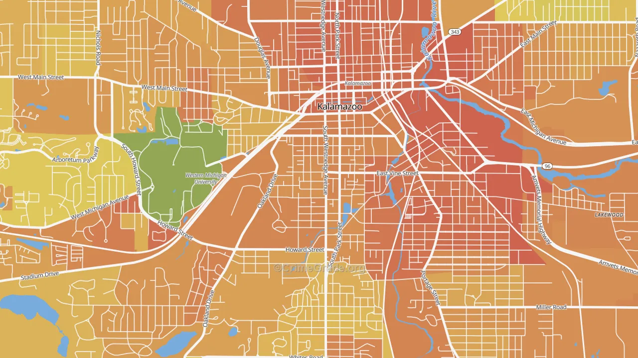 Vine, Kalamazoo, MI Map of Murder Rates