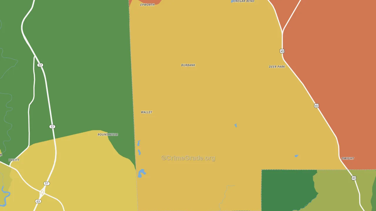 Vinegar Bend, AL Map of Murder Rates