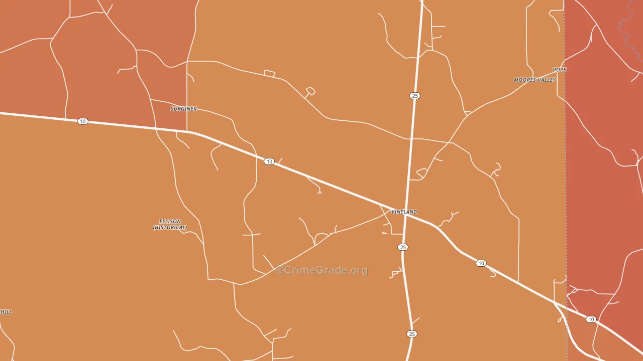 Vineland, AL Map of Murder Rates