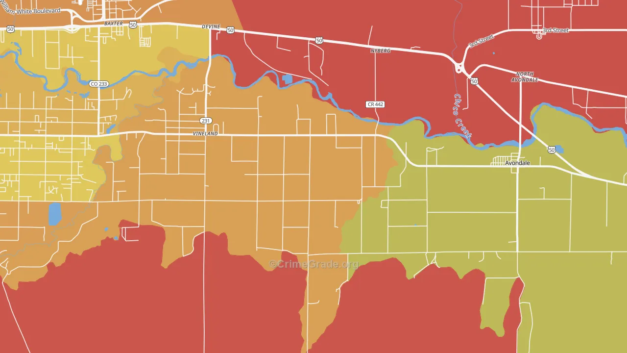 Vineland, CO Map of Murder Rates