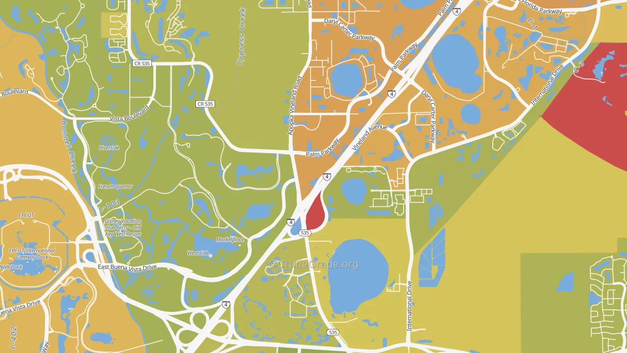 Vineland, FL Map of Murder Rates