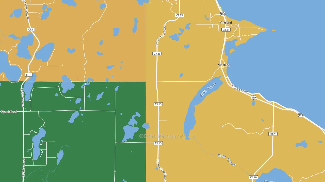 Vineland, MN Map of Murder Rates