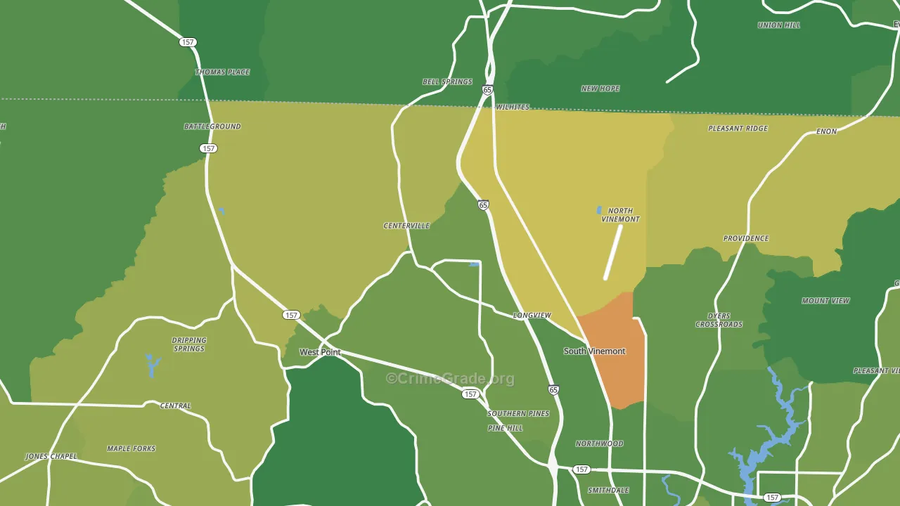 Vinemont, AL Map of Murder Rates