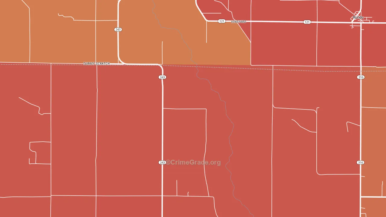 Vineyard, AR Map of Murder Rates